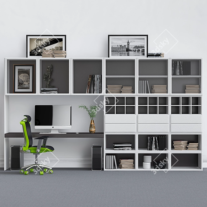 Sleek Office Cabinet: Efficient & Functional 3D model image 1