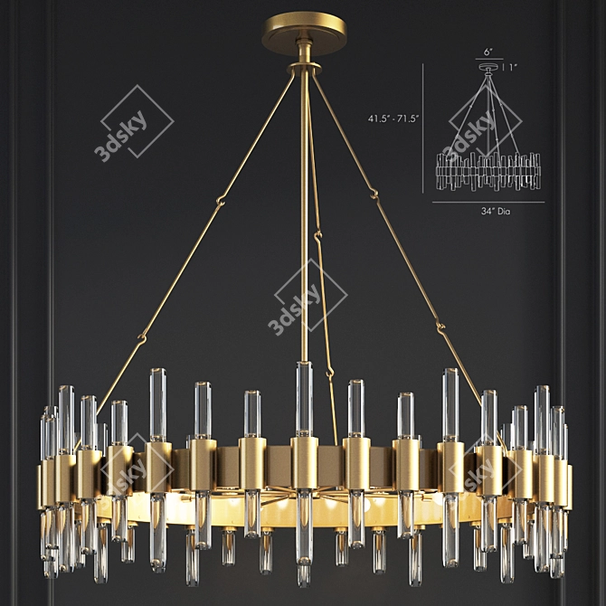 Brass and Acrylic Marvel Chandelier 3D model image 1