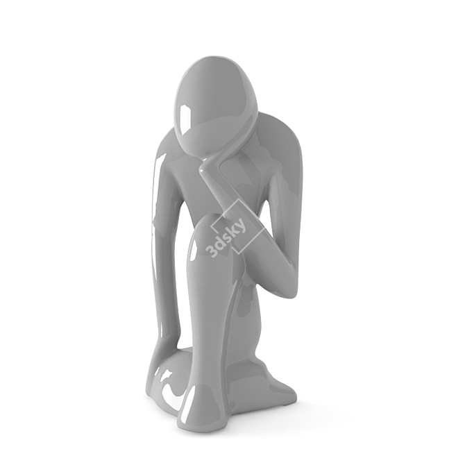 Title: Reimagined Thinker Sculpture 3D model image 1