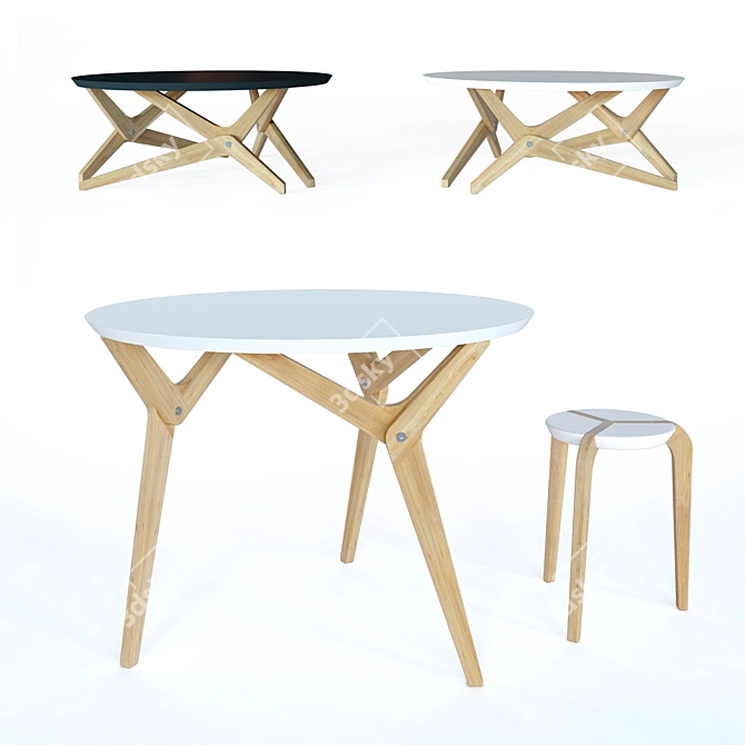 Transforming Table: Boulon Blanc 3D model image 1