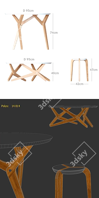 Transforming Table: Boulon Blanc 3D model image 3