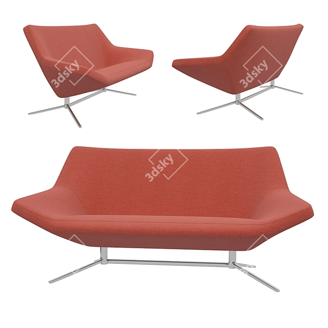 Sleek Aerodynamic Modern Sofa 3D model image 1