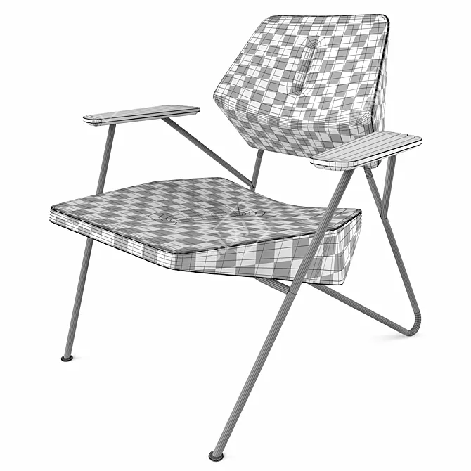 Modern Polygon Easy Chair & Table Ensemble 3D model image 3