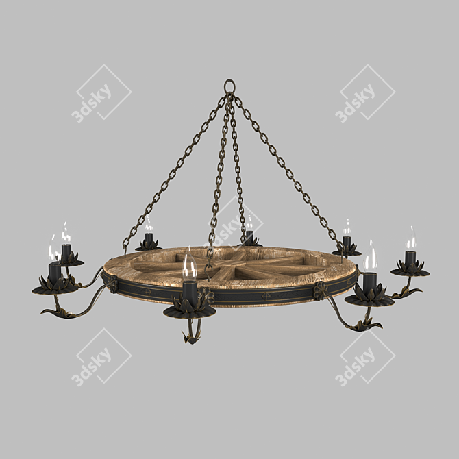 Vintage Chandelier Wheel 70cm 3D model image 1