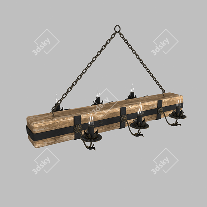 Title: Spanish Log Chandelier 3D model image 1