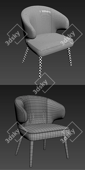 Elegant Aston Little Lounge Chair 3D model image 3