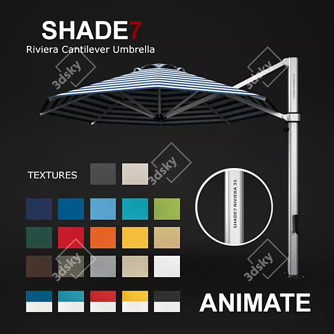 Animated Cloth RC Umbrella with 3 Positions 3D model image 1