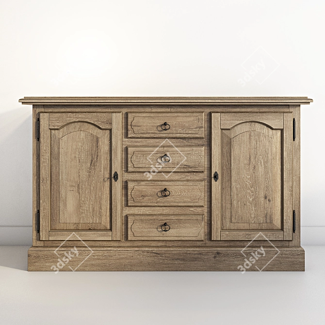 Mango Wood Buffet: Classic Elegance 3D model image 1