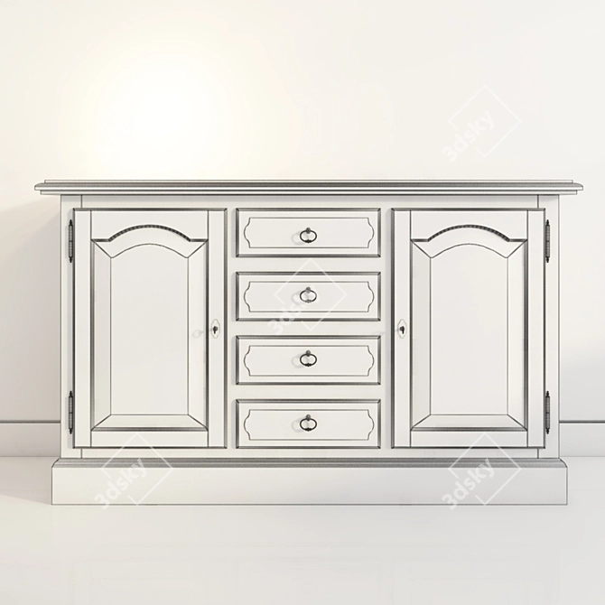 Mango Wood Buffet: Classic Elegance 3D model image 3