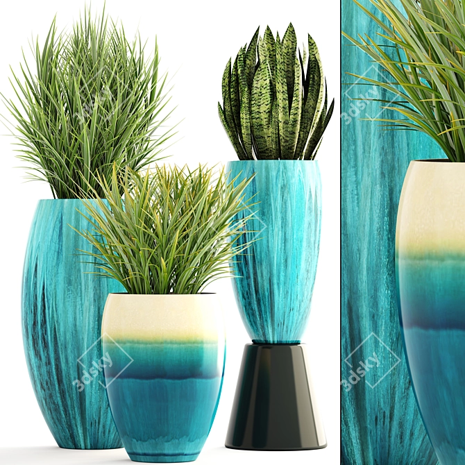 Green Oasis: Chlorophytum & Sansevieria Collection 3D model image 1