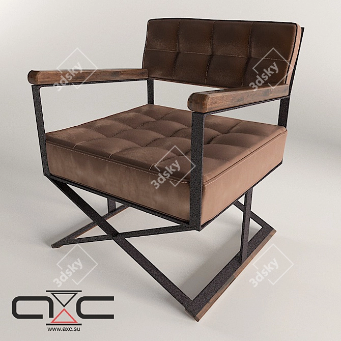 Modern Metal and Fabric Director's Armchair 3D model image 1