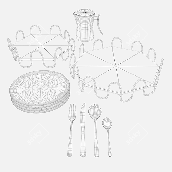 Sambonet Kitchen Set: Elegant Silverware Mastery 3D model image 3