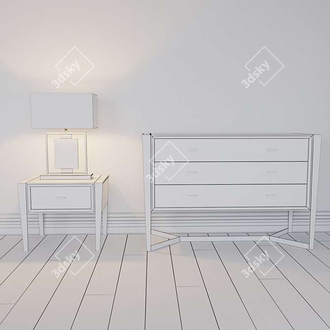 Alexandra Collection: Bedside Table & Chest of Drawers 3D model image 2