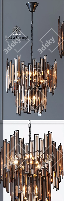 Modern Black Metal Suspension Light 3D model image 2