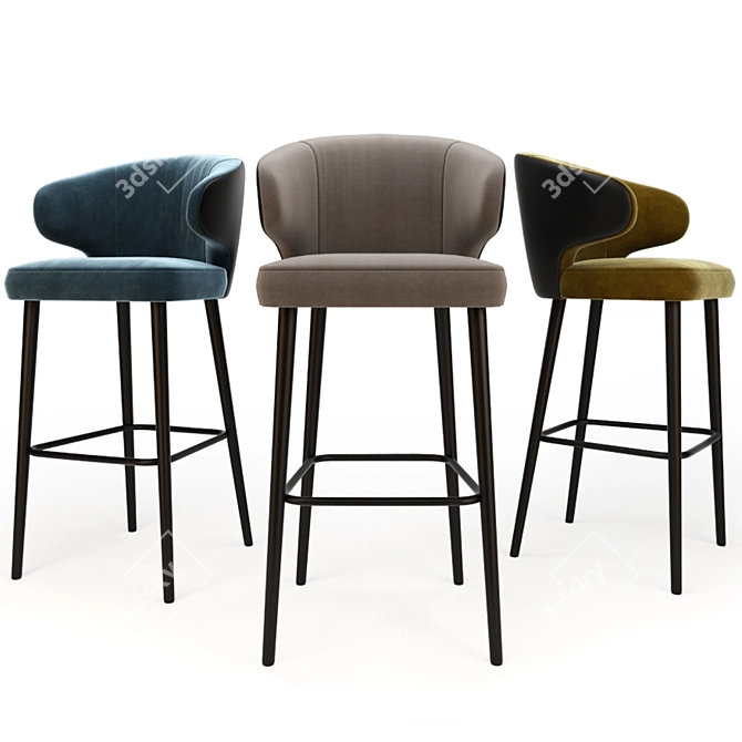 Sleek Minotti Aston Stool 3D model image 1