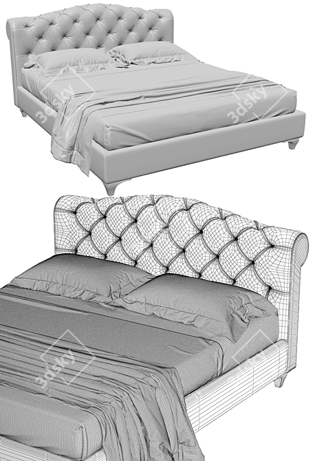 Dreamy Bed: Bedding Whishes 3D model image 3