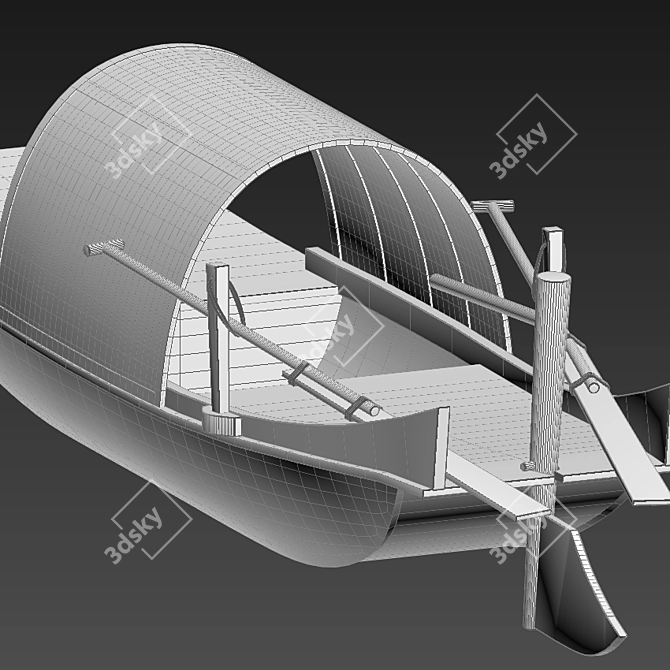 Classic Chinese Boat 3D model image 3