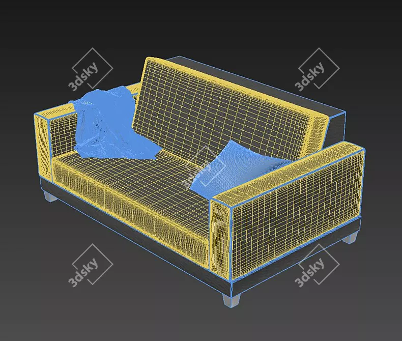 Elegant Cosima 2-Seater Sofa 3D model image 3