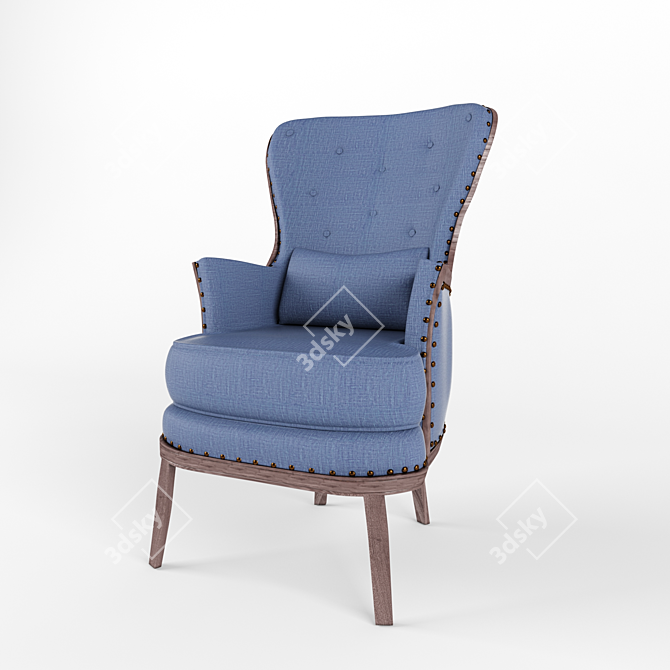 French High Back Armchair: Classic Elegance for Your Home 3D model image 1