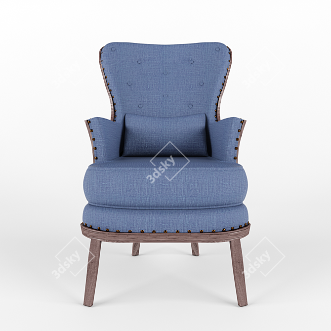 French High Back Armchair: Classic Elegance for Your Home 3D model image 3