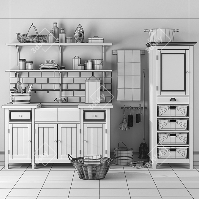 Organize with Style: Utility Room Storage 3D model image 3