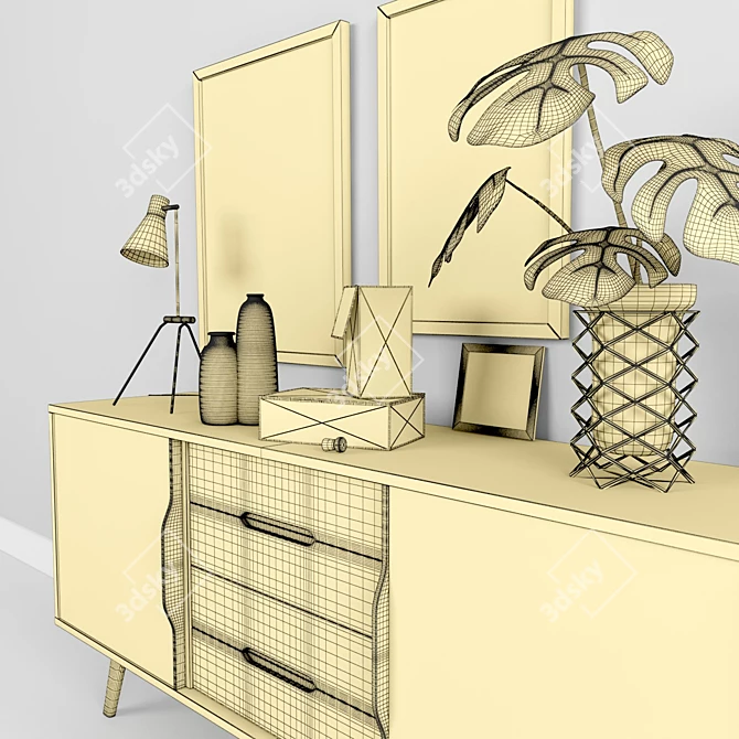 Modern Oak Chest with Funen Design 3D model image 3
