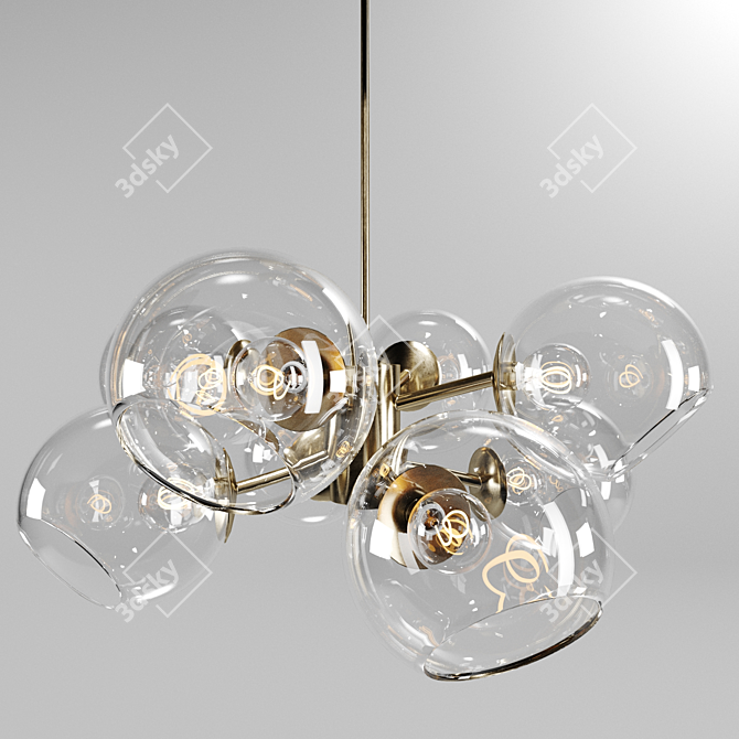 Gleaming Glass Staggered Chandelier 3D model image 1