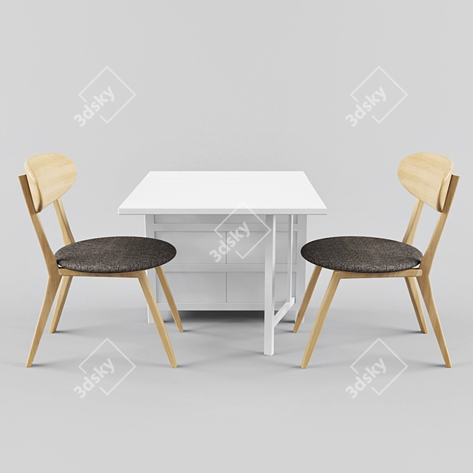 Compact Foldable Table with Integrated Cabinet 3D model image 2