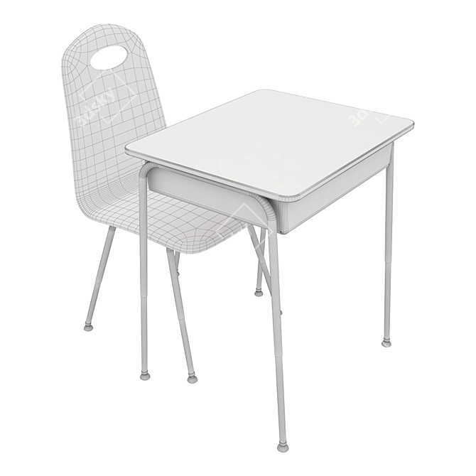 Modern Study Desk & Chair Set 3D model image 3