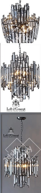 Black Crystal Pendant Light 3D model image 2