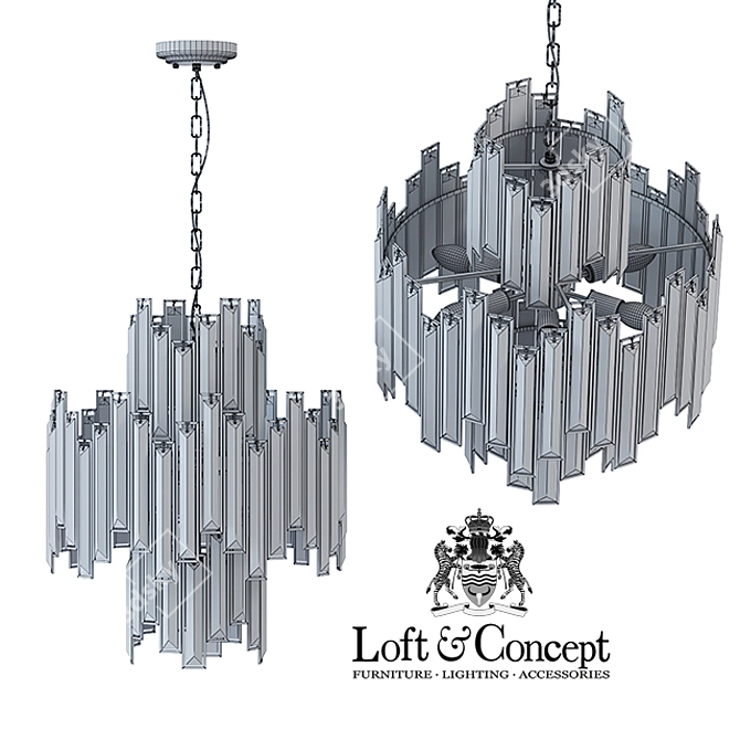 Black Crystal Pendant Light 3D model image 3