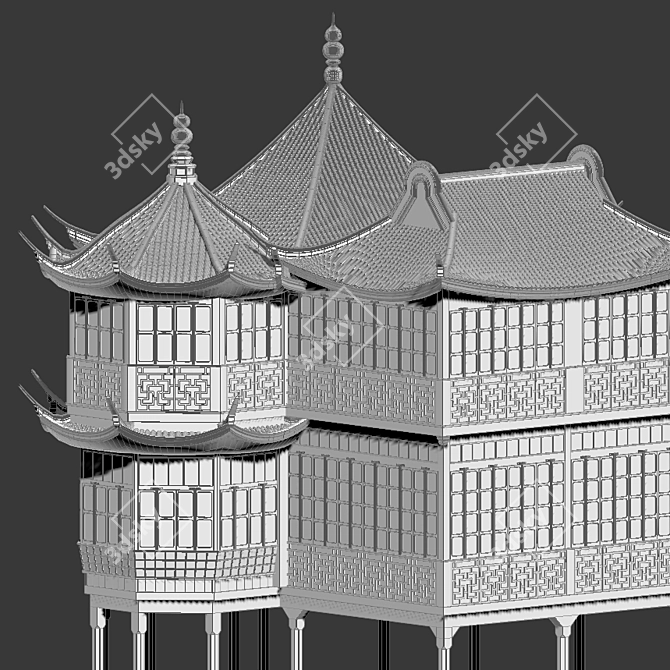 Chinese Pagoda: Authentic Tradition 3D model image 2