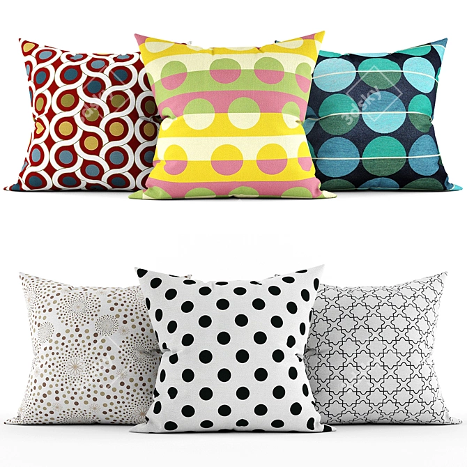 Elegant Embroidered Accent Pillows 3D model image 1