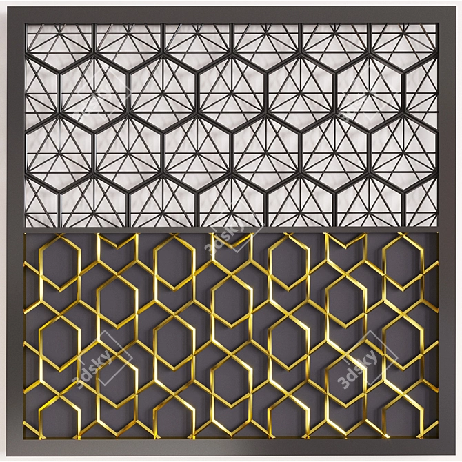 Elegant Metal and Brass Decorative Panels 3D model image 1