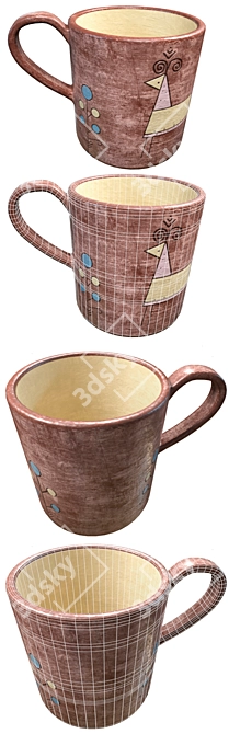 Glyn-kar Clay Cup: Handcrafted Elegance 3D model image 2