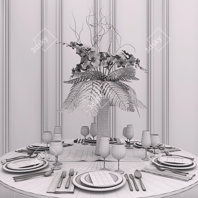 Elegant Table Setting Set 3D model image 3