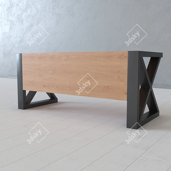 Trendy Wooden and Metal Coffee Table 3D model image 3