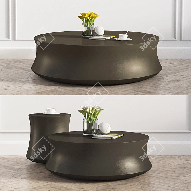 Soori Copper Coffee Table: Modern Elegance 3D model image 1