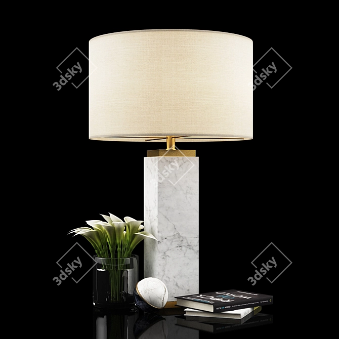 Minimalist Square Marble Table Lamp 3D model image 1