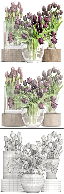 Spring Blooms: Collection of Tulips 3D model image 3