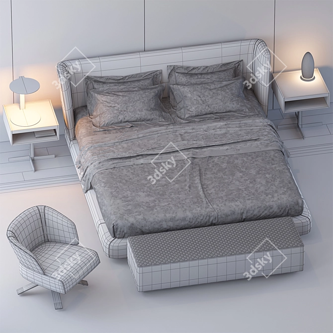 Minotti Creed Bed Set 3D model image 3