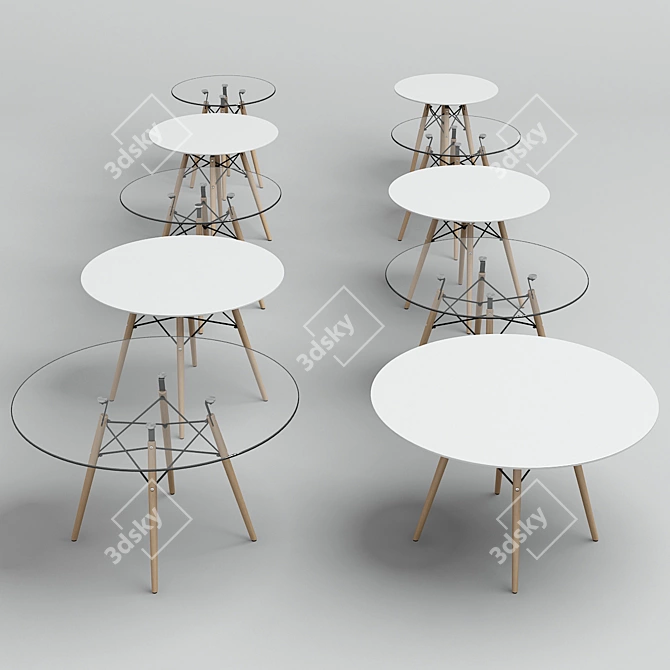 Elegant Eames DSW Tables 3D model image 2