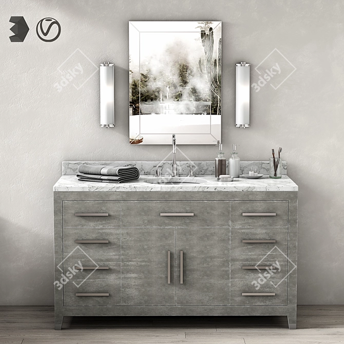 Graydon Shagreen Single Vanity 3D model image 1