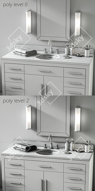 Graydon Shagreen Single Vanity 3D model image 3