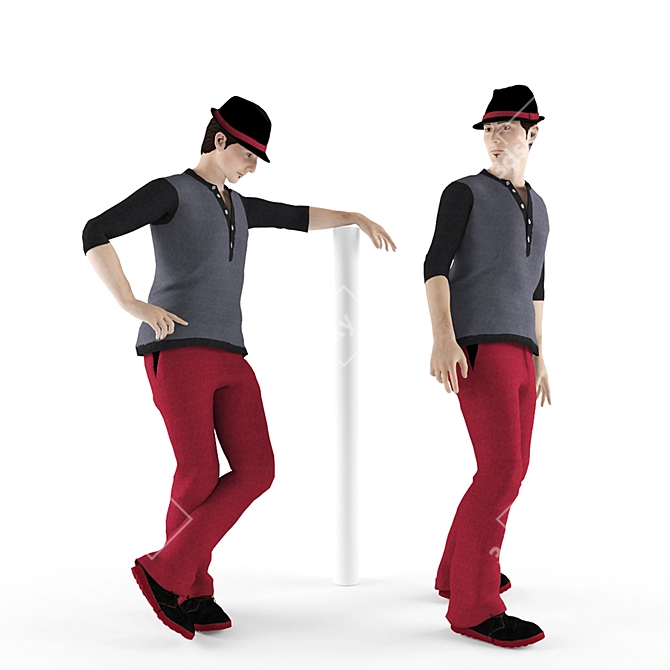 Title: Dynamic Youth Textured Poses 3D model image 1