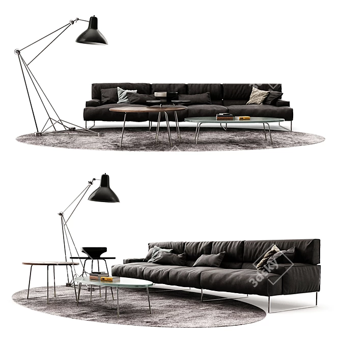 Frigerio Sofa Cloud: Luxurious Leather Seating 3D model image 1