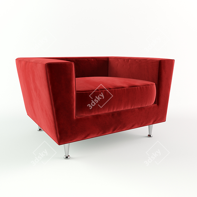 Luxurious Red Velvet Sofa 3D model image 1