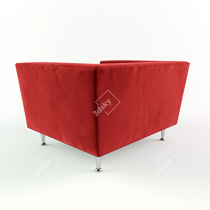 Luxurious Red Velvet Sofa 3D model image 2
