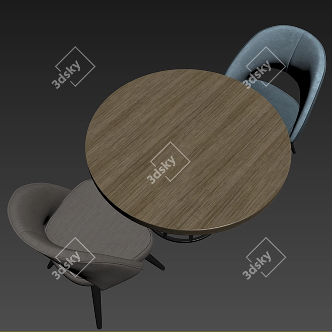 Gloria Modern Blue Chair Set 3D model image 3