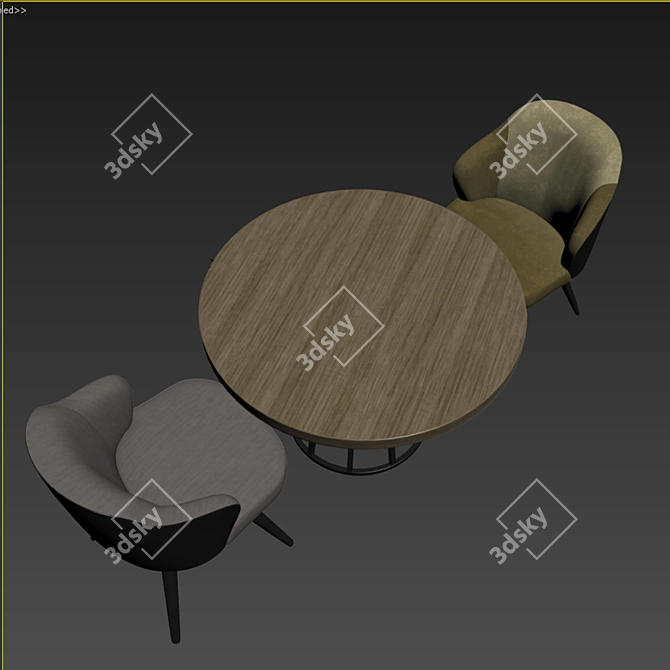 Modern Steel Swivel Dining Set 3D model image 2